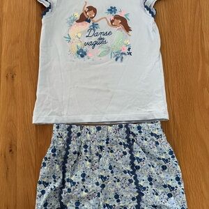 Sergent Major (French) Kids Pajamas with Mermaid Print - Blue 4T